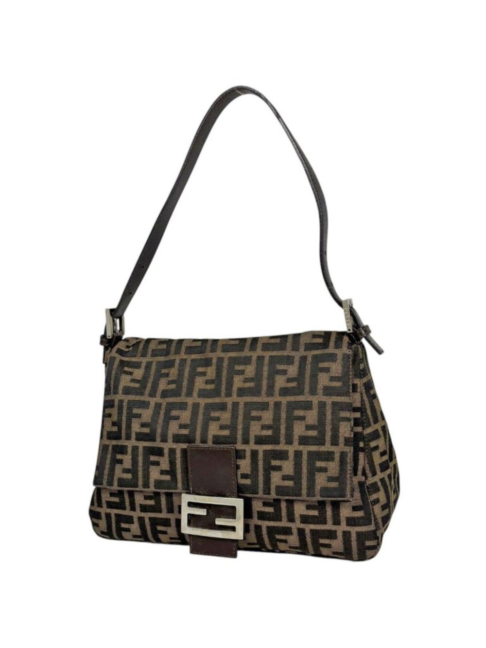 Fendi Shoulder Bag Zucca Pattern Canvas Brown